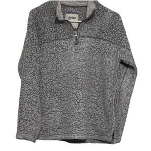 Dylan gray pullover sweatshirt Mock Neck Fuzzy Fleece Quarter Zip Size Medium
